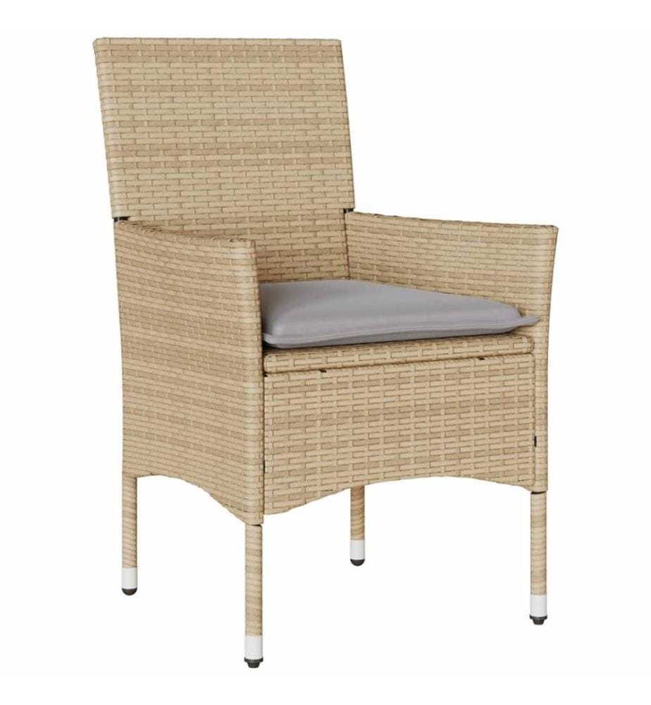 Gartenstühle mit Kissen 2 Stk. Beige Poly Rattan