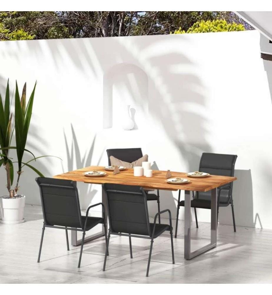 Gartenstühle 4 Stk. Stahl und Textilene Schwarz