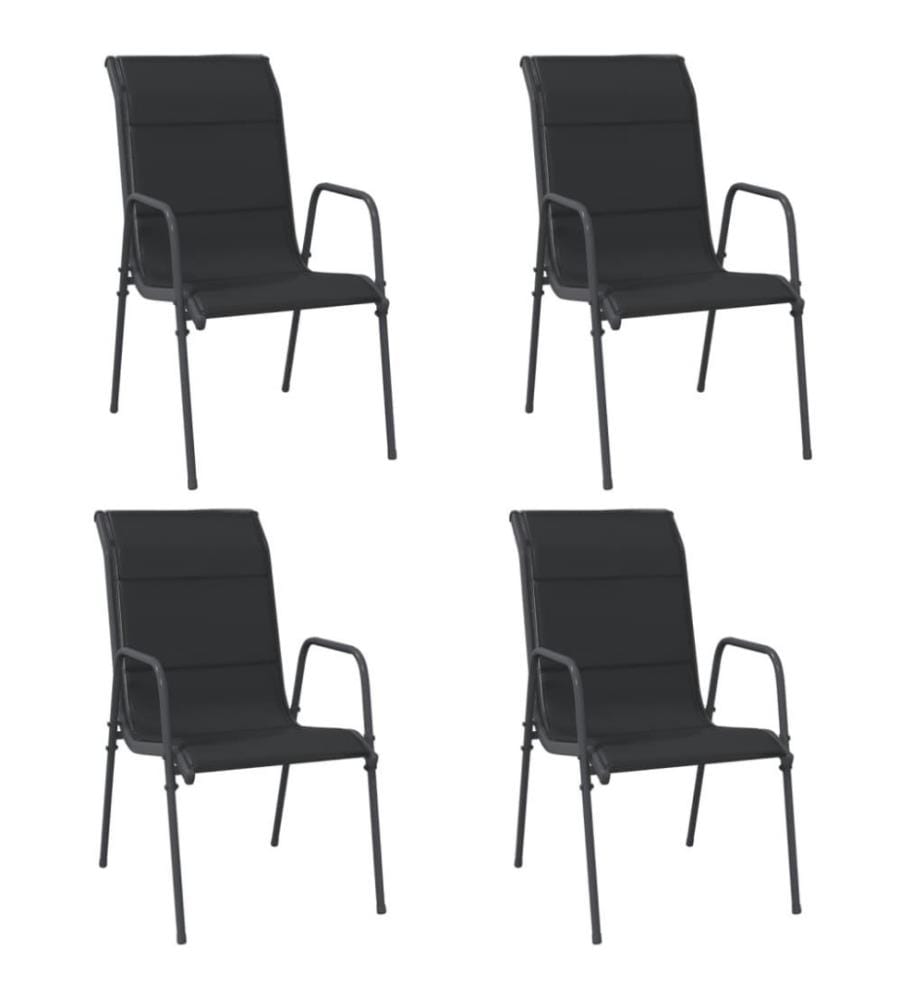 Gartenstühle 4 Stk. Stahl und Textilene Schwarz