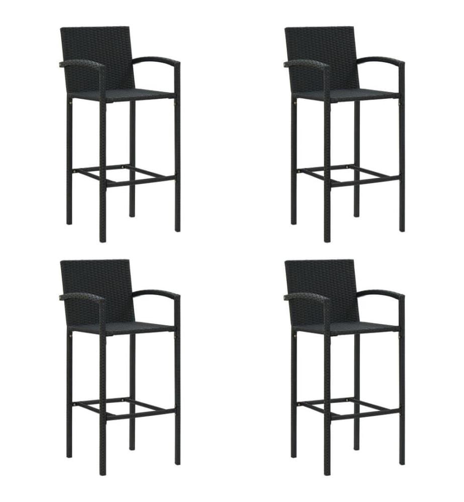 Barhocker 4 Stk. Schwarz Poly Rattan