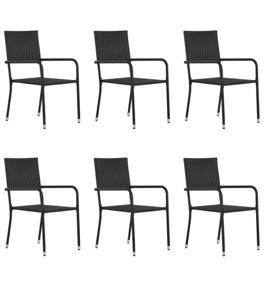Garten-Essstühle 6 Stk. Stapelbar Schwarz Polyrattan