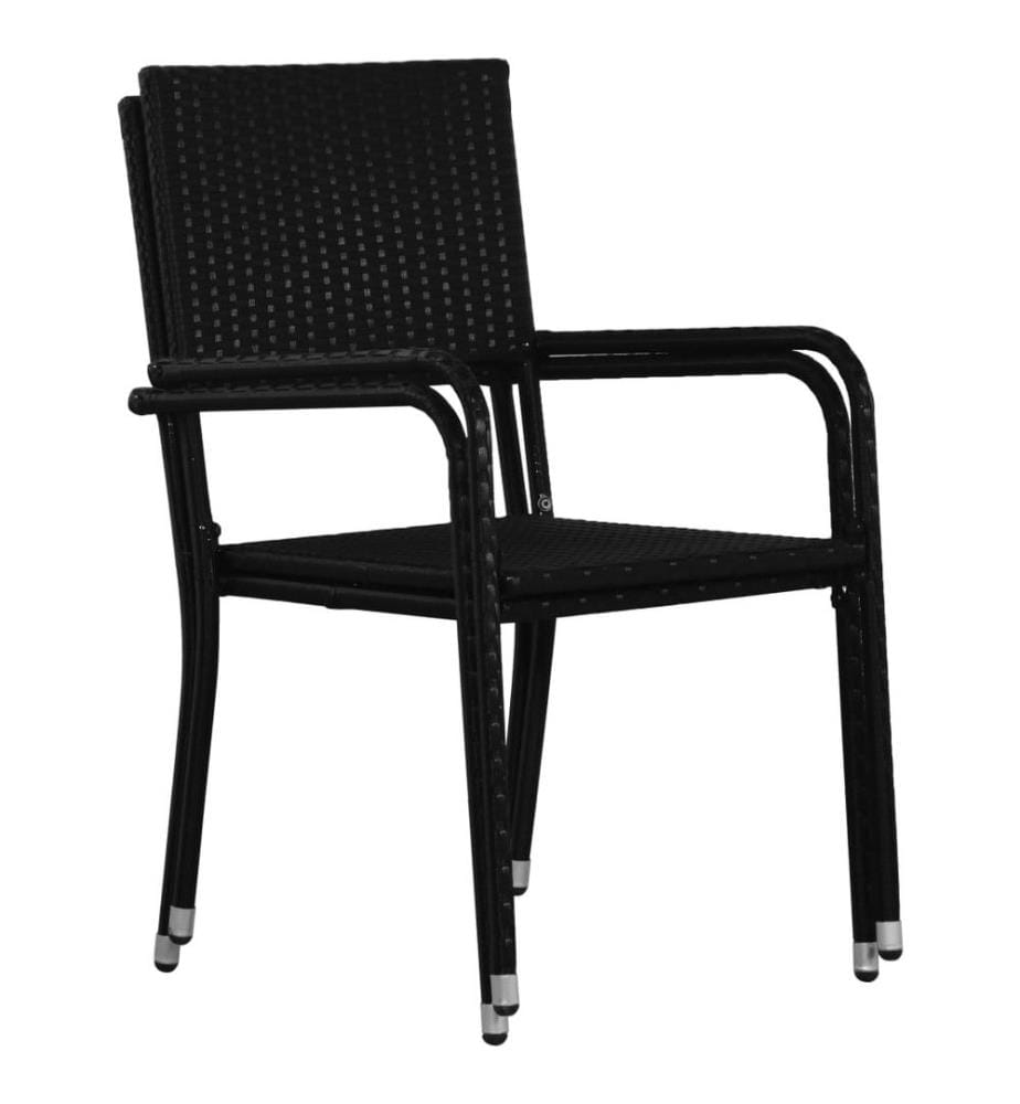 Garten-Essstühle 6 Stk. Stapelbar Schwarz Polyrattan