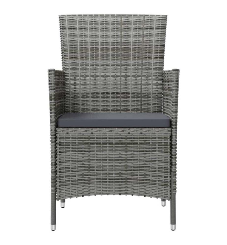 Gartenstühle mit Kissen 2 Stk. Poly Rattan Grau