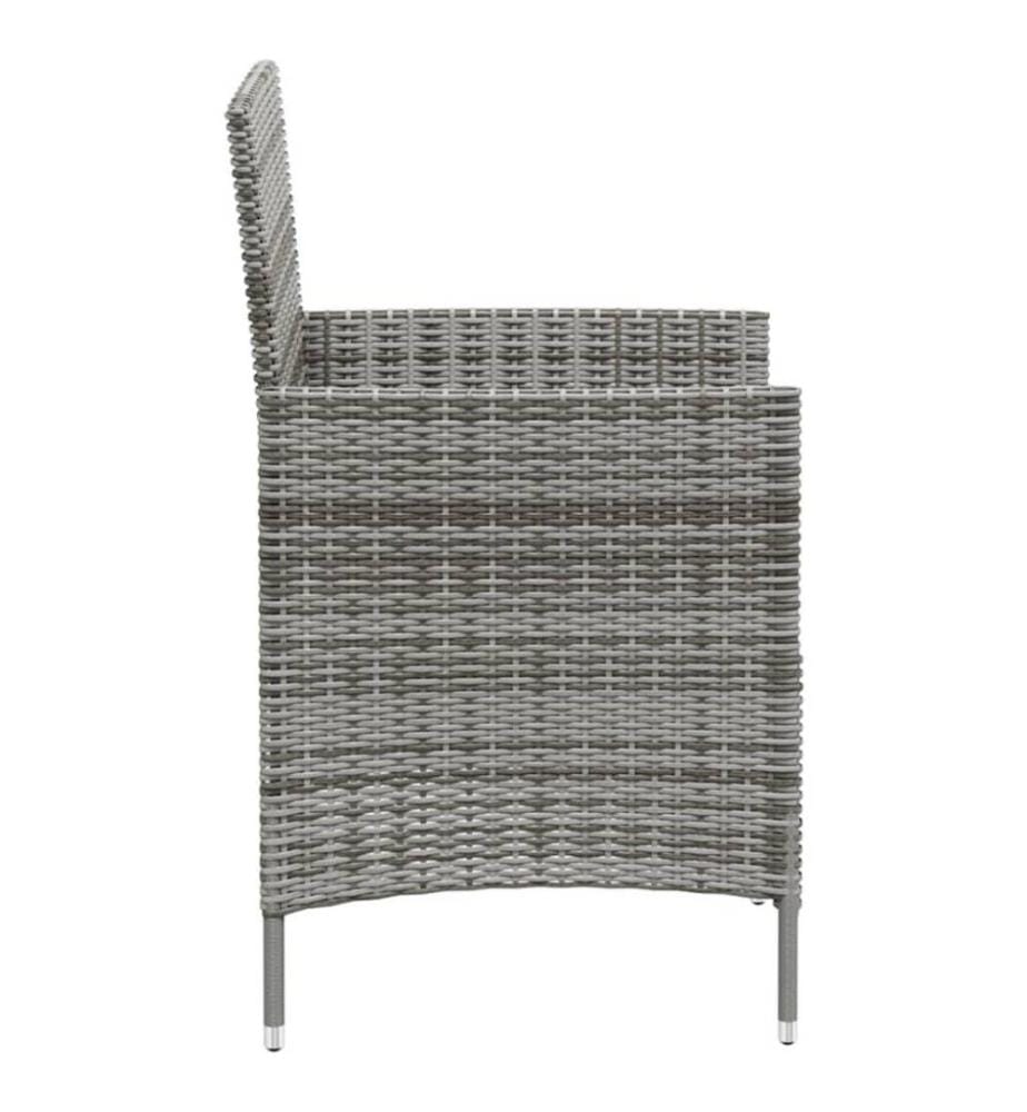 Gartenstühle mit Kissen 2 Stk. Poly Rattan Grau