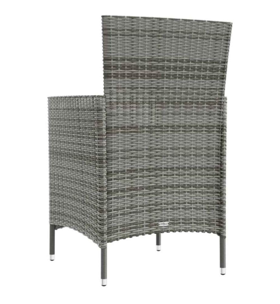 Gartenstühle mit Kissen 2 Stk. Poly Rattan Grau