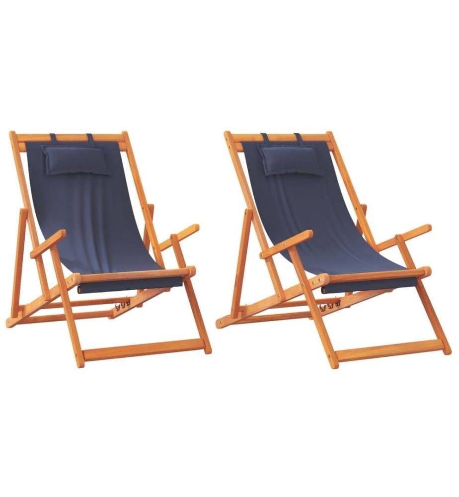 Strandstühle 2 Stk. Klappbar Blau Stoff
