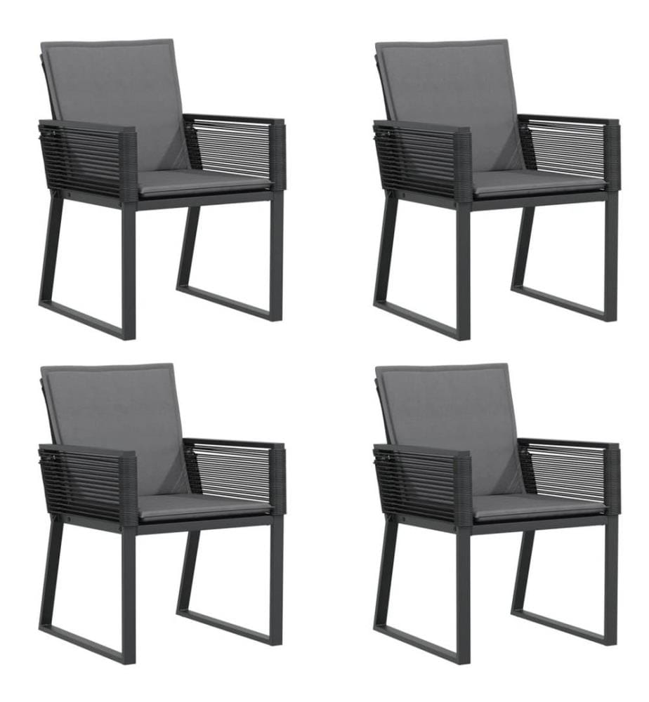 Gartenstühle mit Kissen 4 Stk. Schwarz Poly Rattan