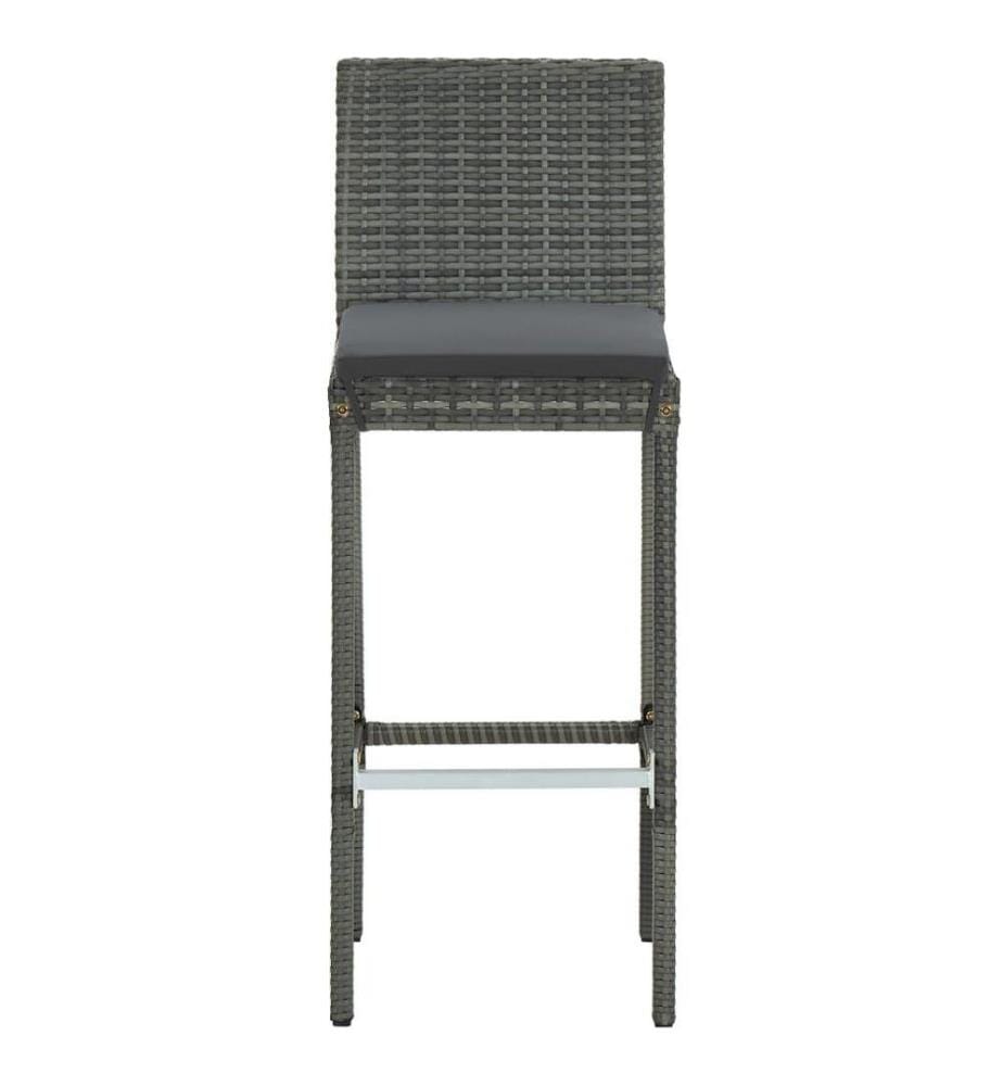 Garten-Barhocker mit Kissen 4 Stk. Grau Poly Rattan