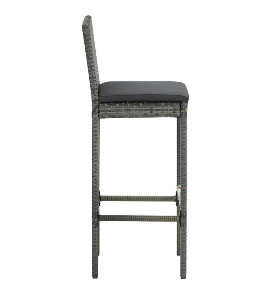 Garten-Barhocker mit Kissen 4 Stk. Grau Poly Rattan