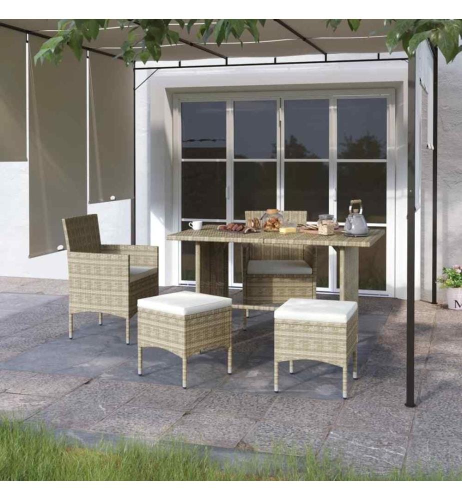 4-tlg. Gartenstuhl und Hocker Set Poly Rattan Grau