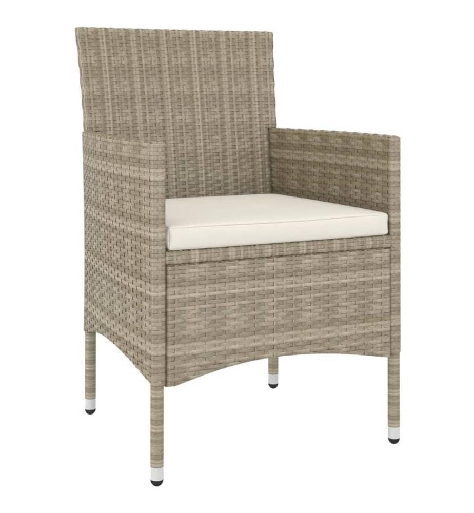 4-tlg. Gartenstuhl und Hocker Set Poly Rattan Grau