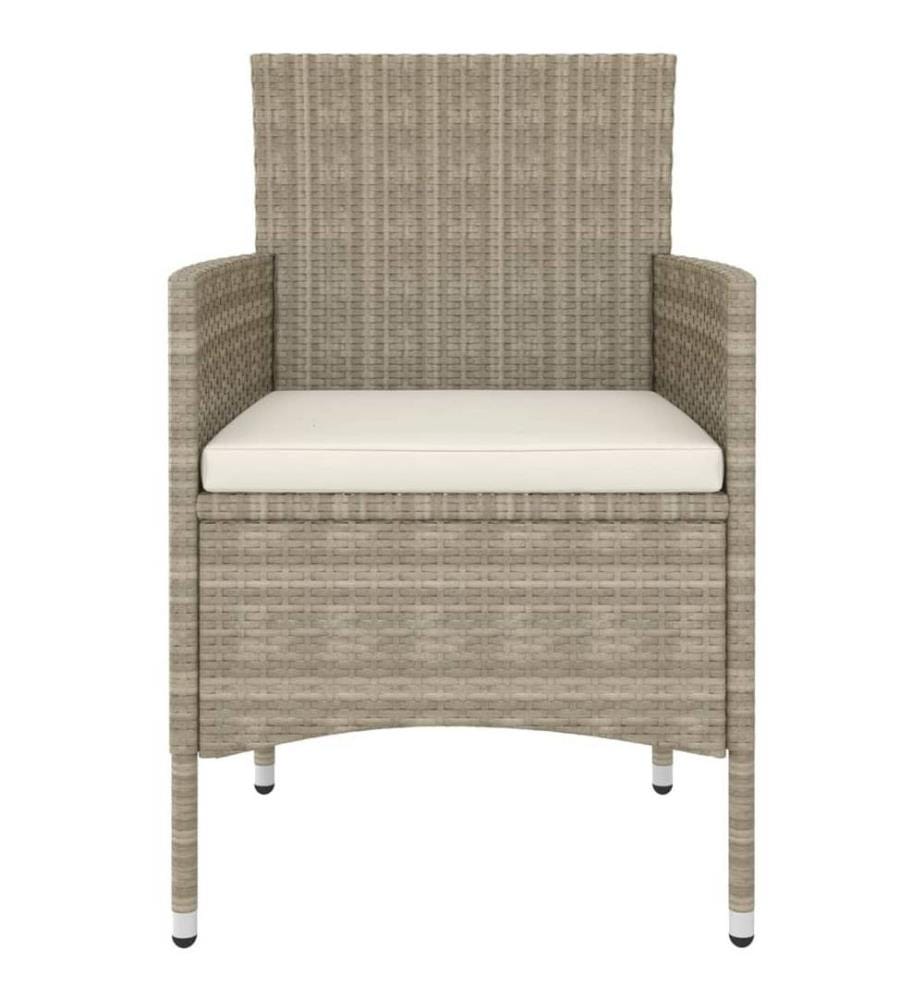 4-tlg. Gartenstuhl und Hocker Set Poly Rattan Grau