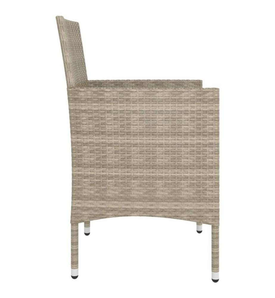 4-tlg. Gartenstuhl und Hocker Set Poly Rattan Grau