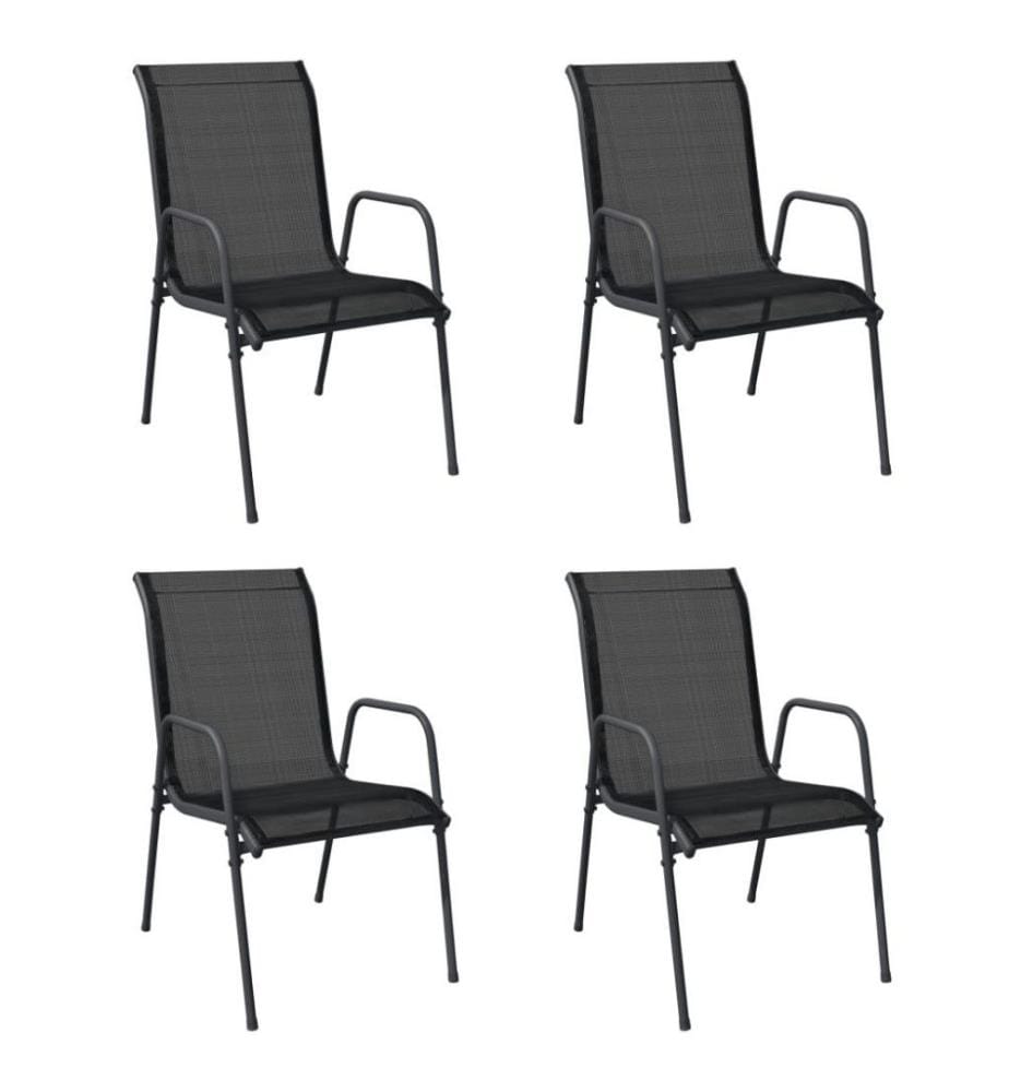 Gartenstühle 4 Stk. Stahl und Textilene Schwarz