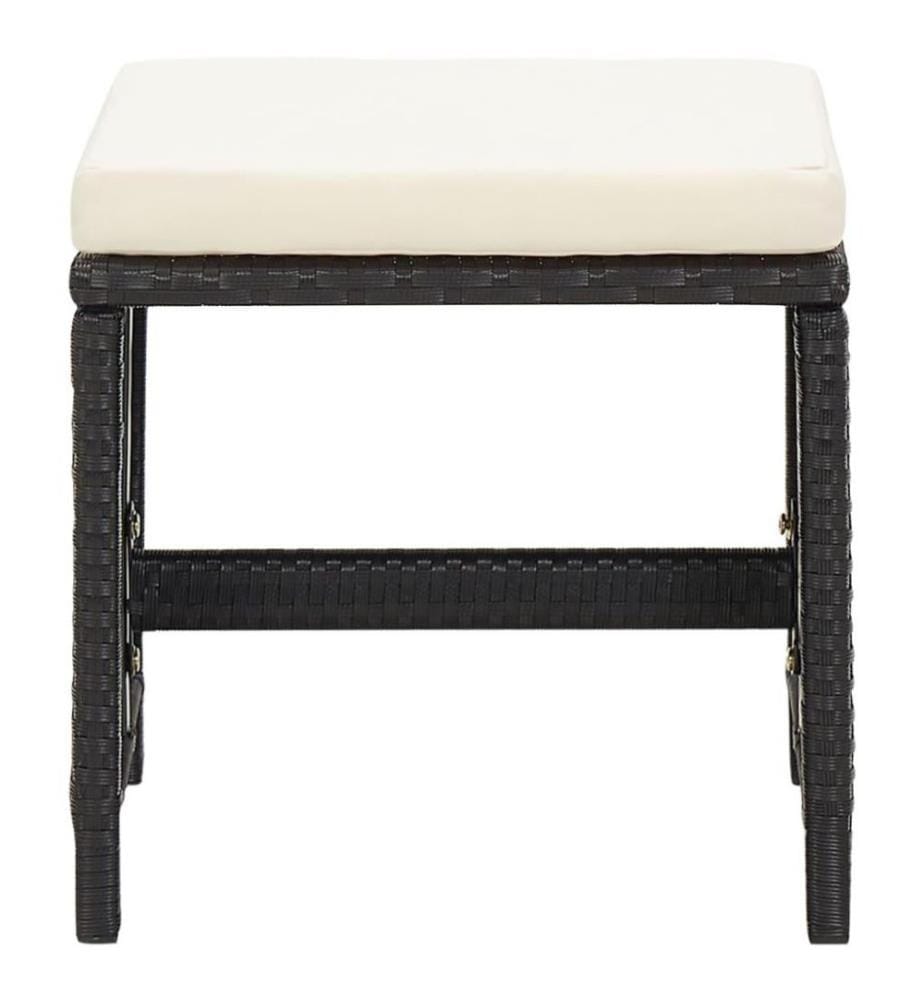 Gartenhocker 4 Stk. mit Sitzkissen Poly Rattan Schwarz