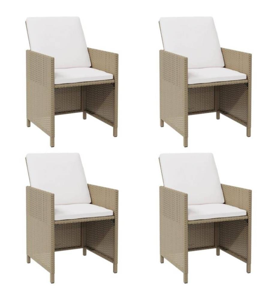Gartenstühle mit Kissen 4 Stk. Poly Rattan Beige