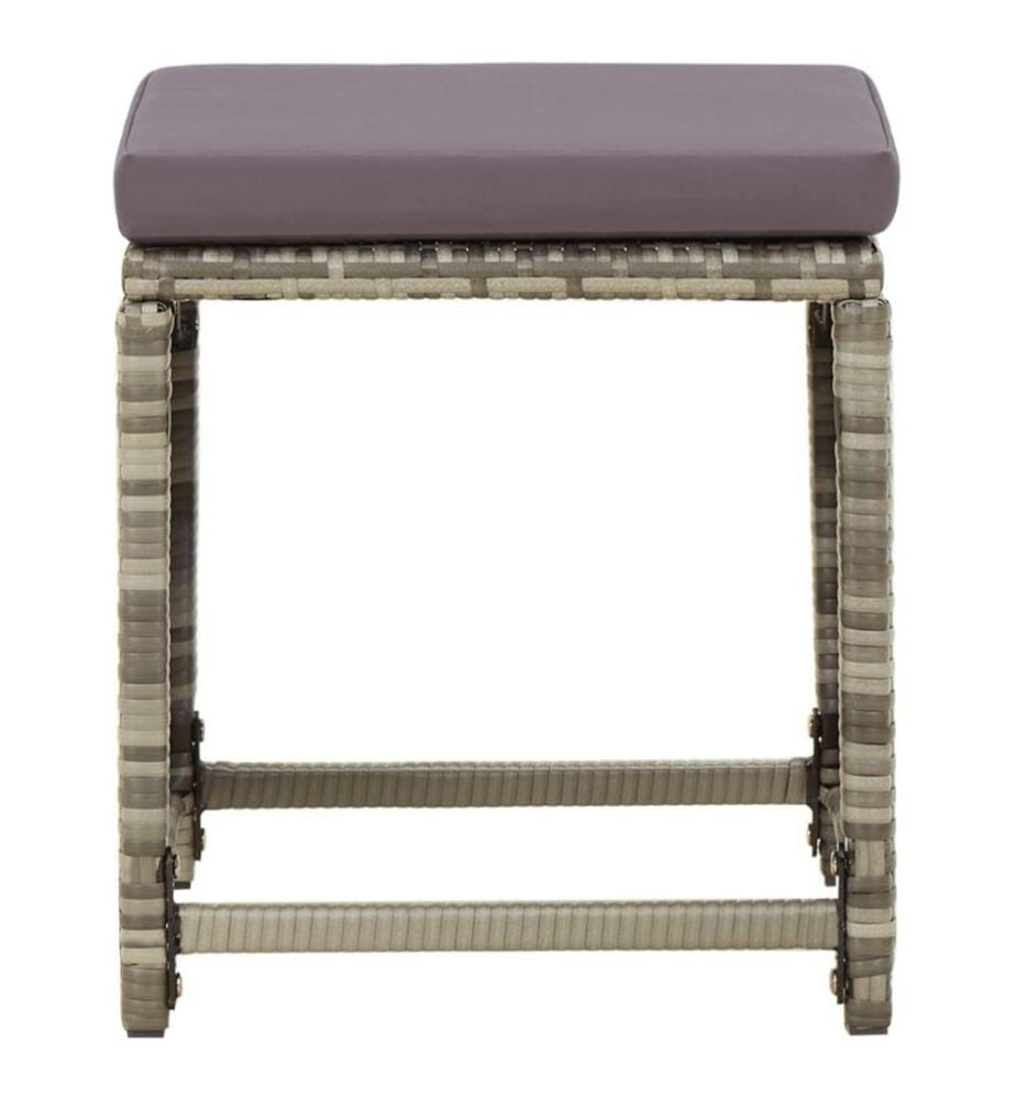 Gartenhocker 4 Stk. mit Kissen Poly Rattan Grau