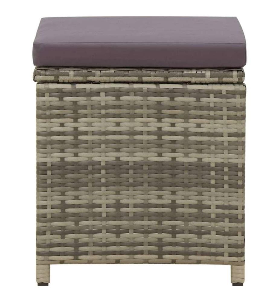 Gartenhocker 4 Stk. mit Kissen Poly Rattan Grau