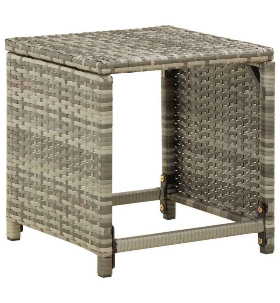 Gartenhocker 4 Stk. mit Kissen Poly Rattan Grau