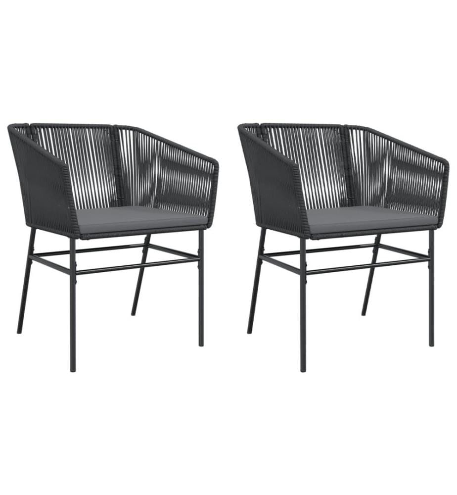 Chaises de jardin lot de 2 avec coussins noir résine tressée