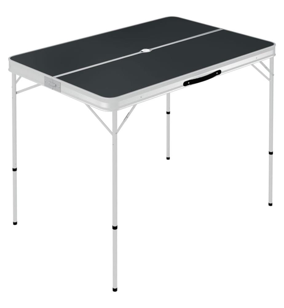 Klappbarer Campingtisch mit 2 Sitzbänken Aluminium Grau