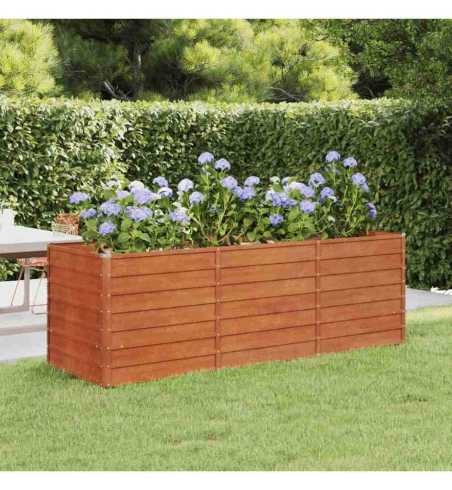 Lit surélevé de jardin rouillé 240x80x77 cm acier corten