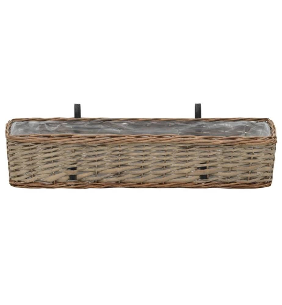 Jardinières de balcon 2 pcs Osier avec doublure de PE 80 cm