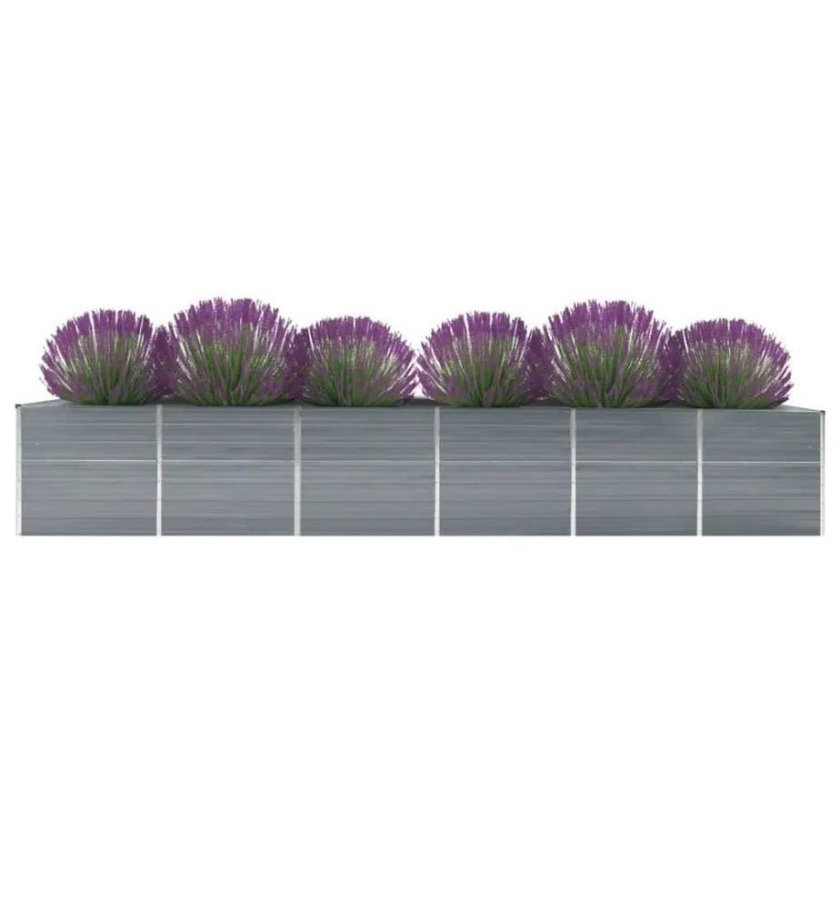 Lit surélevé de jardin Acier galvanisé 480x80x77 cm Gris
