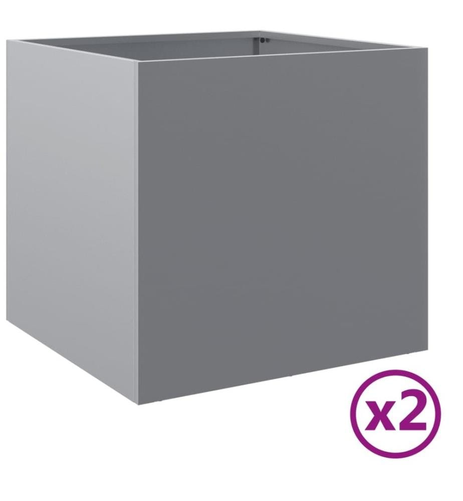 Pflanzkübel 2 Stk. Silbern 49x47x46 cm Verzinkter Stahl