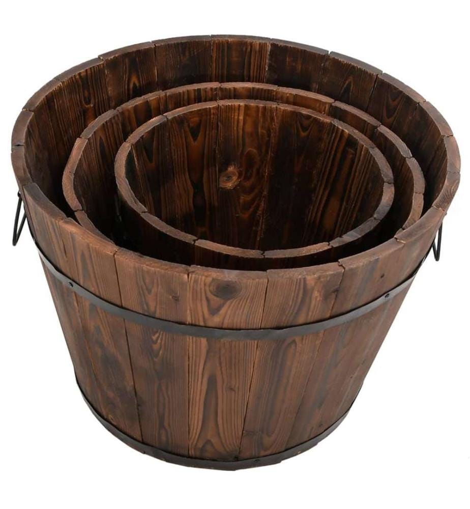 Ensemble de jardinière godet 3 pcs bois massif de sapin