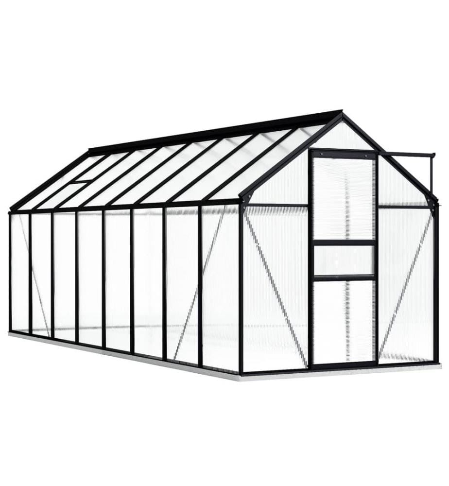 Gewächshaus mit Fundament Anthrazit Aluminium 9,31 m²