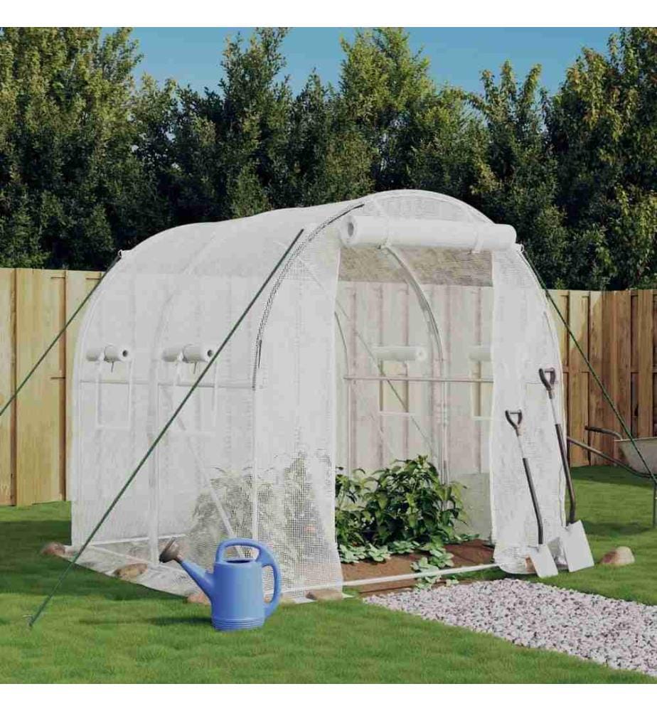 Gewächshaus mit Stahlrahmen Weiss 4 m² 2x2x2 m