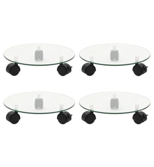 Supports roulants à plantes 4 pcs 28 cm Verre trempé Rond