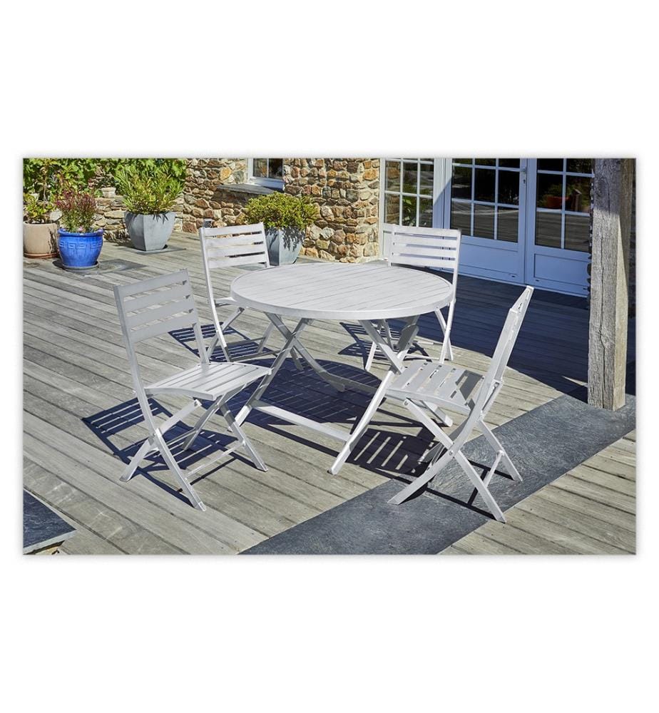 Ensemble Marius Table de Jardin Pliante et 4 Chaises Pliantes - 5 Pièces - Gris