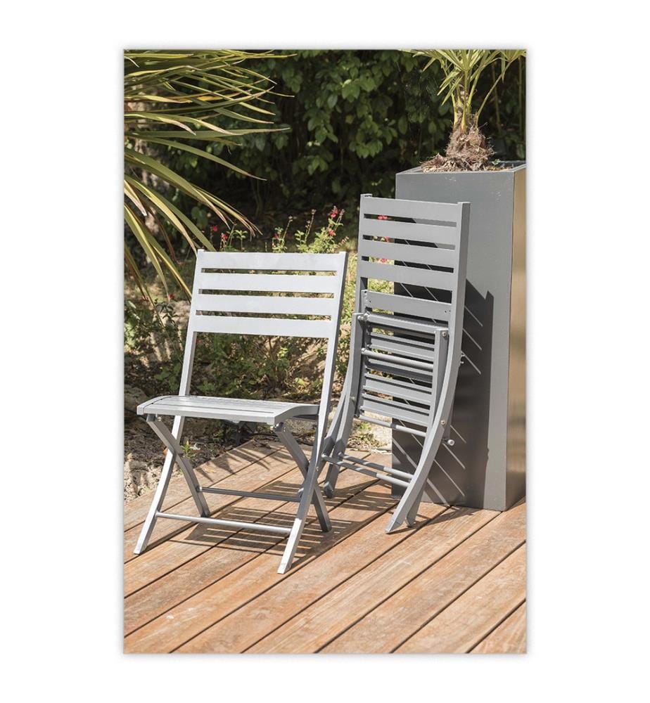 Ensemble Marius Table de Jardin Pliante et 4 Chaises Pliantes - 5 Pièces - Gris