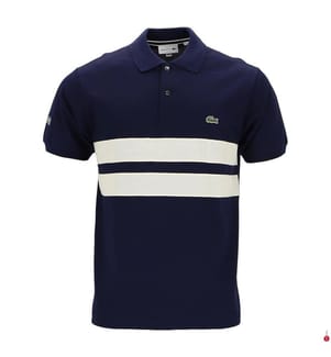Polo L.12.12 Vestibilità classica Strisce a rete - Navy e bianco