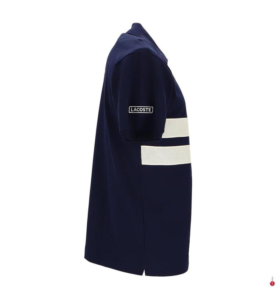 Polo L.12.12 Vestibilità classica Strisce a rete - Navy e bianco