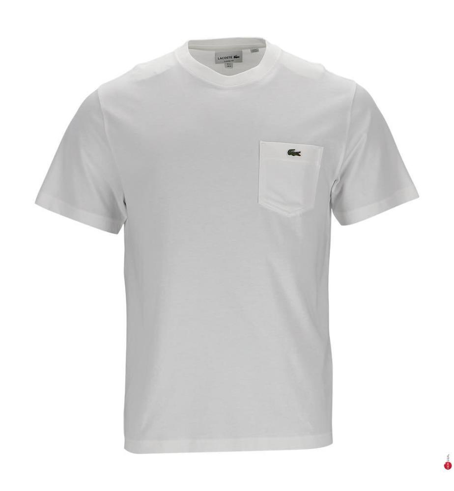 T-shirt in cotone con tasca sul petto - Bianco