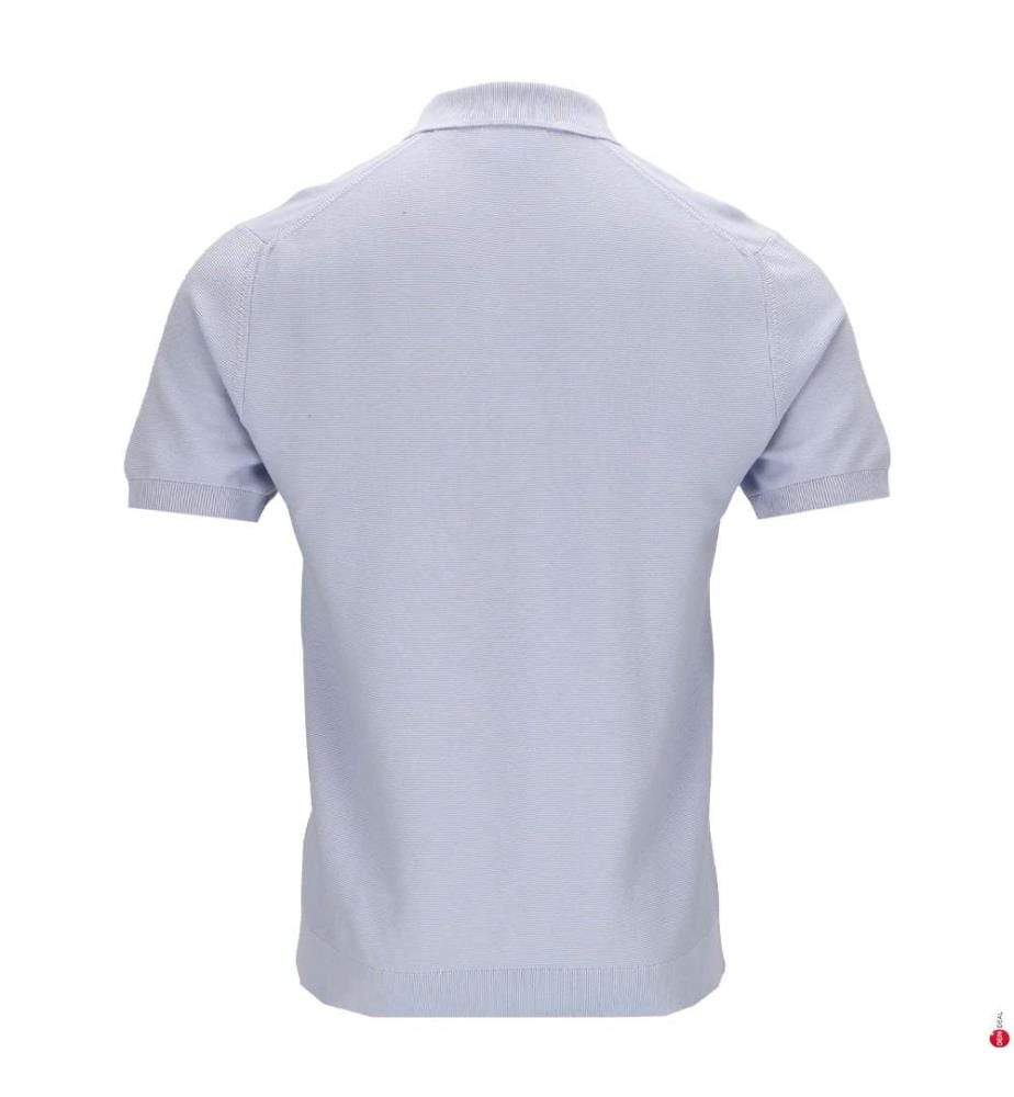 Pull col polo maille fine - Bleu Phoenix