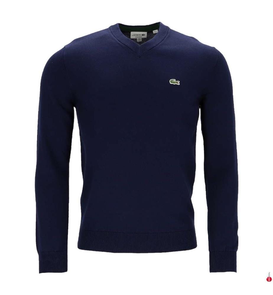 Pullover mit V-Ausschnitt aus Baumwolle – Marineblau
