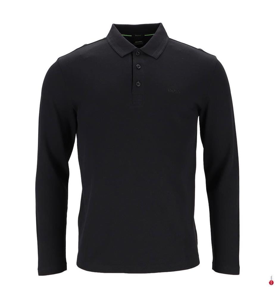 Polo in piqué di cotone con logo a contrasto - Nero
