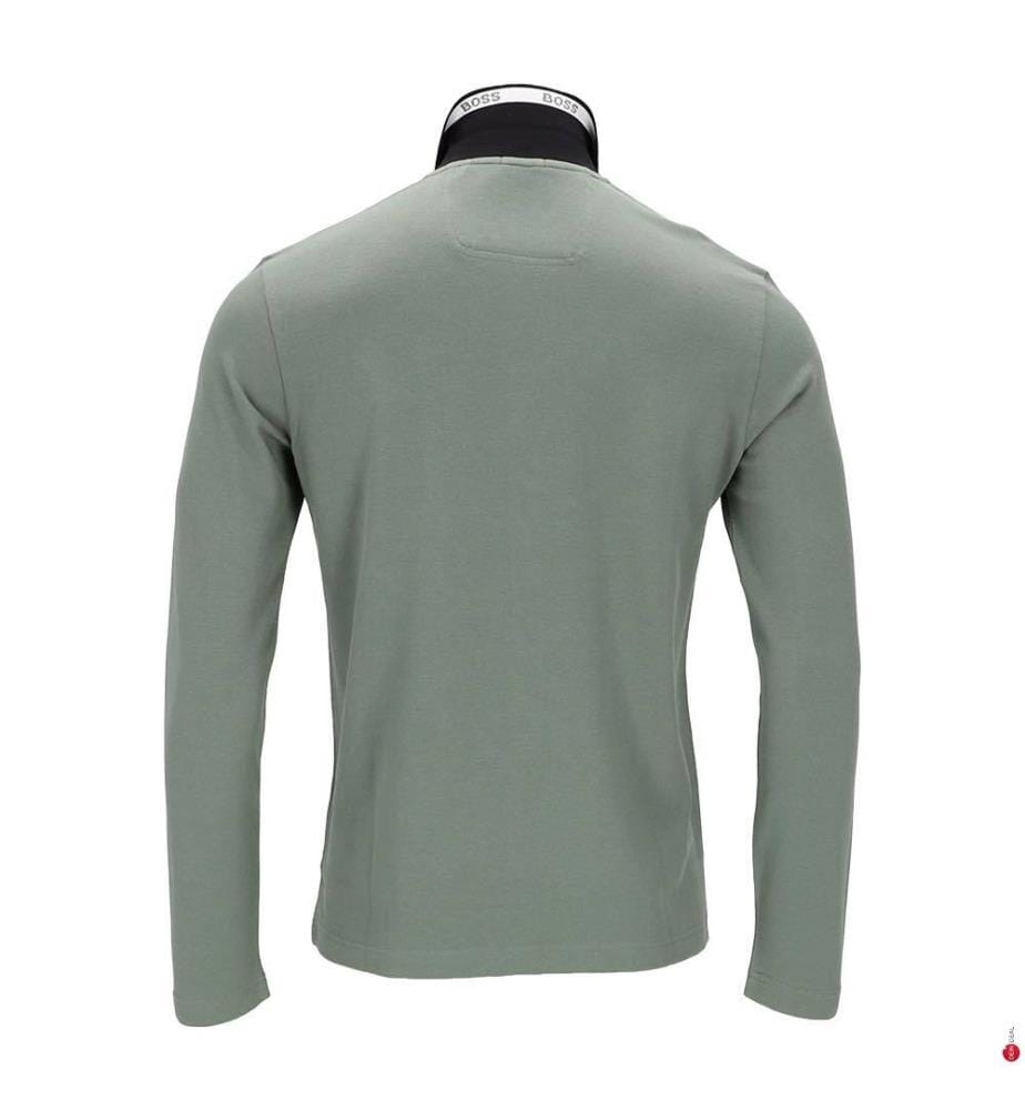 Polo in piqué di cotone con logo a contrasto - Verde