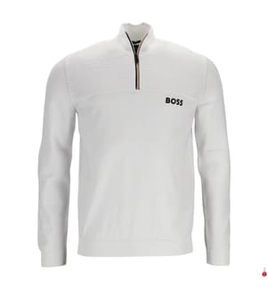 Pull en coton mélangé déperlant à encolure zippée - Blanc