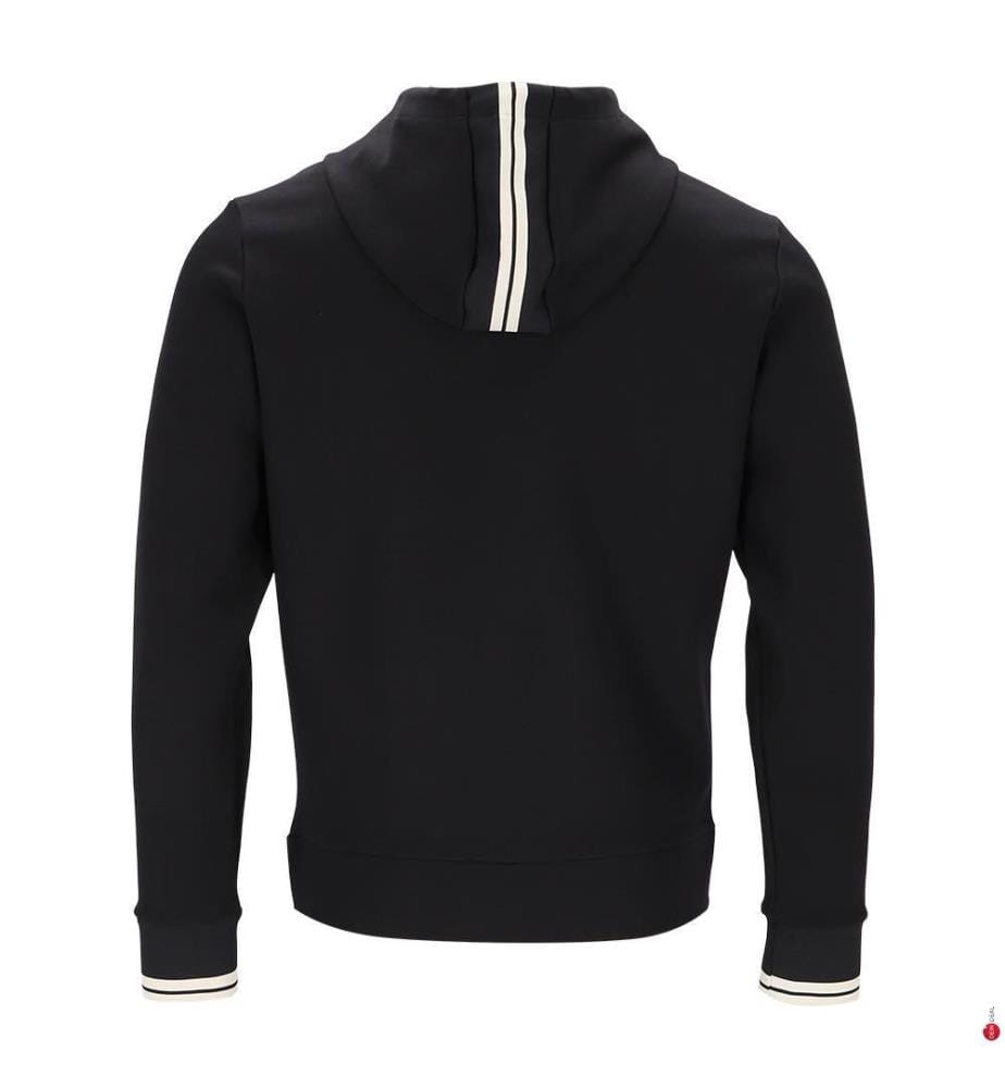 Sweat à capuche zippé en coton mélangé à rayures - Noir