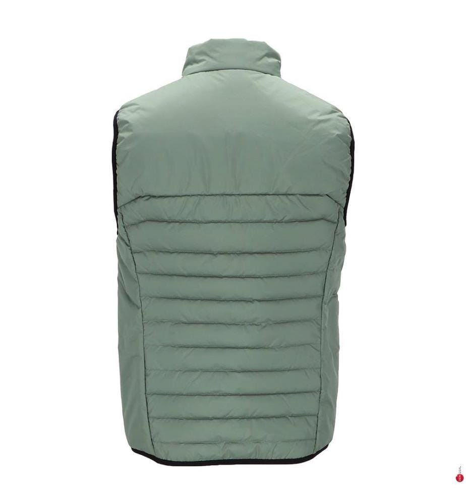 Water-repellent sleeveless down jacket with decorative reflective details - Green