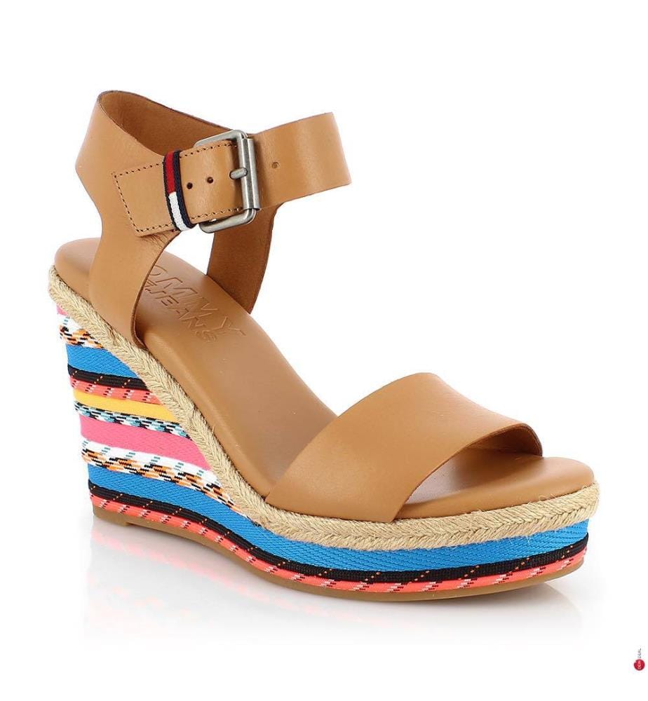 Plateau-Ledersandalen - Camel