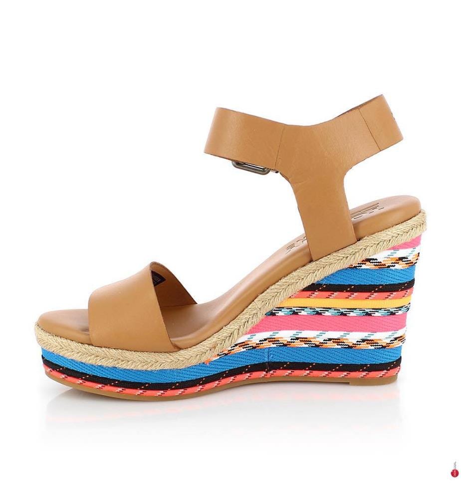Plateau-Ledersandalen - Camel