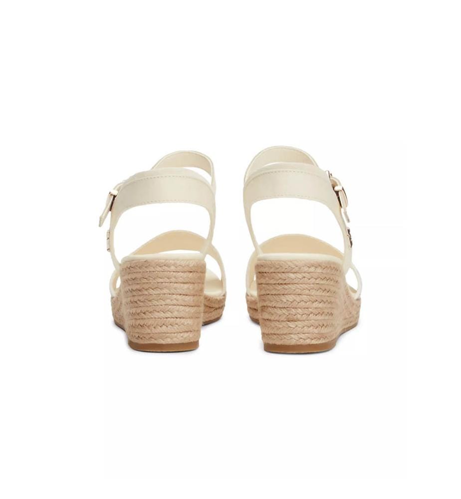 Sandales Compensées Shirting Trim - Blanc et Beige