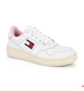 Sneakers da tennis rétro - Bianco e rosa
