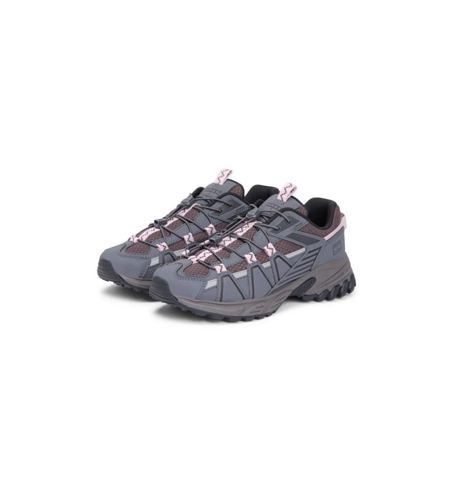 Notched quick-lace hiking sneakers - Black & Pink